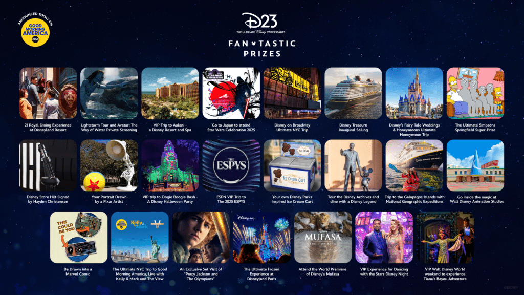 D23 The Ultimate Disney Sweepstakes   Disney's Most Expansive Sweepstakes Ever Features Unforgettable Experiences - Marvel, Disney Parks & Resorts, Simpsons, Broadway, and More