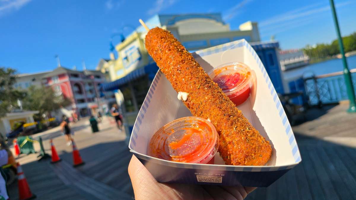 Food You Can Play With   Giant Mozzarella Stick at Blue Ribbon Corn Dog Disney World