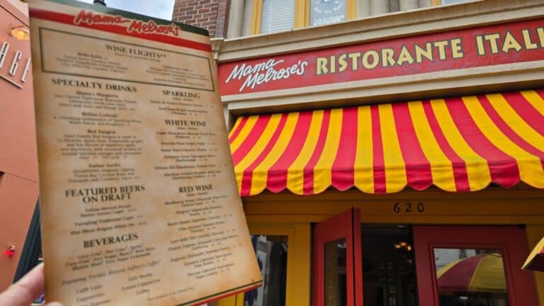 Walt Disney World Hollywood Studios Dining Menu “Mama Melrose's Ristorante Italiano” Lunch & Dinner 2025