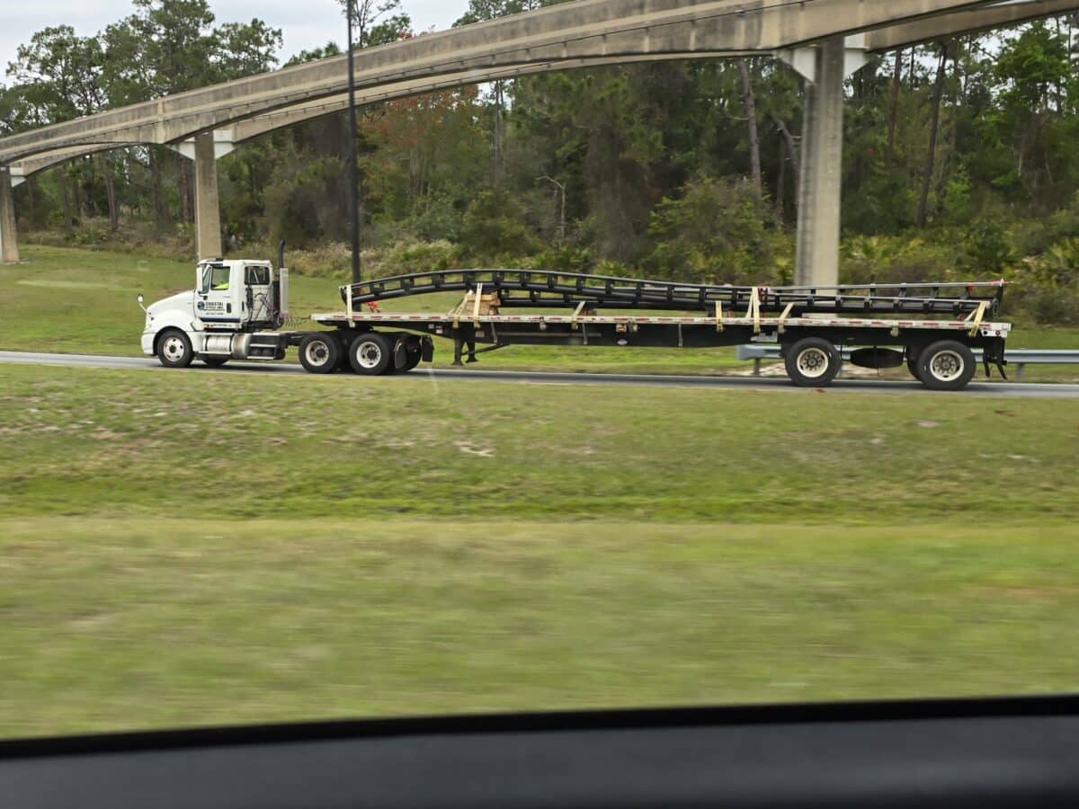 New Big Thunder Tracks on flatbed truck being delivered