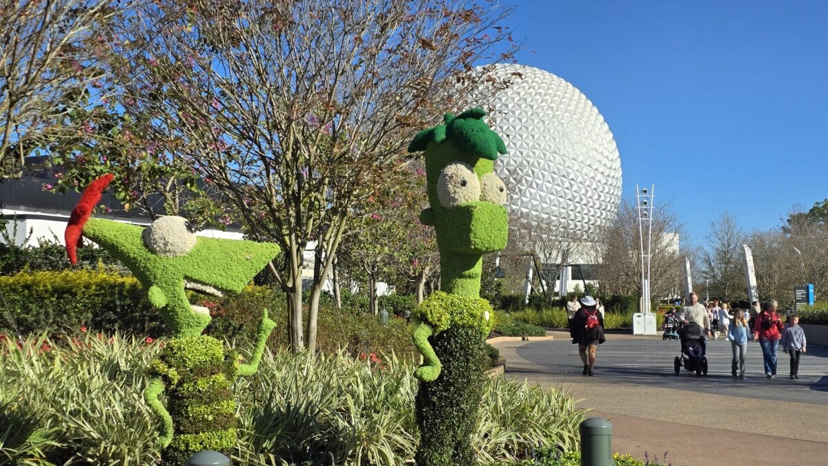 We Spotted the Returning Phineas and Ferb Topiary Today at Epcot