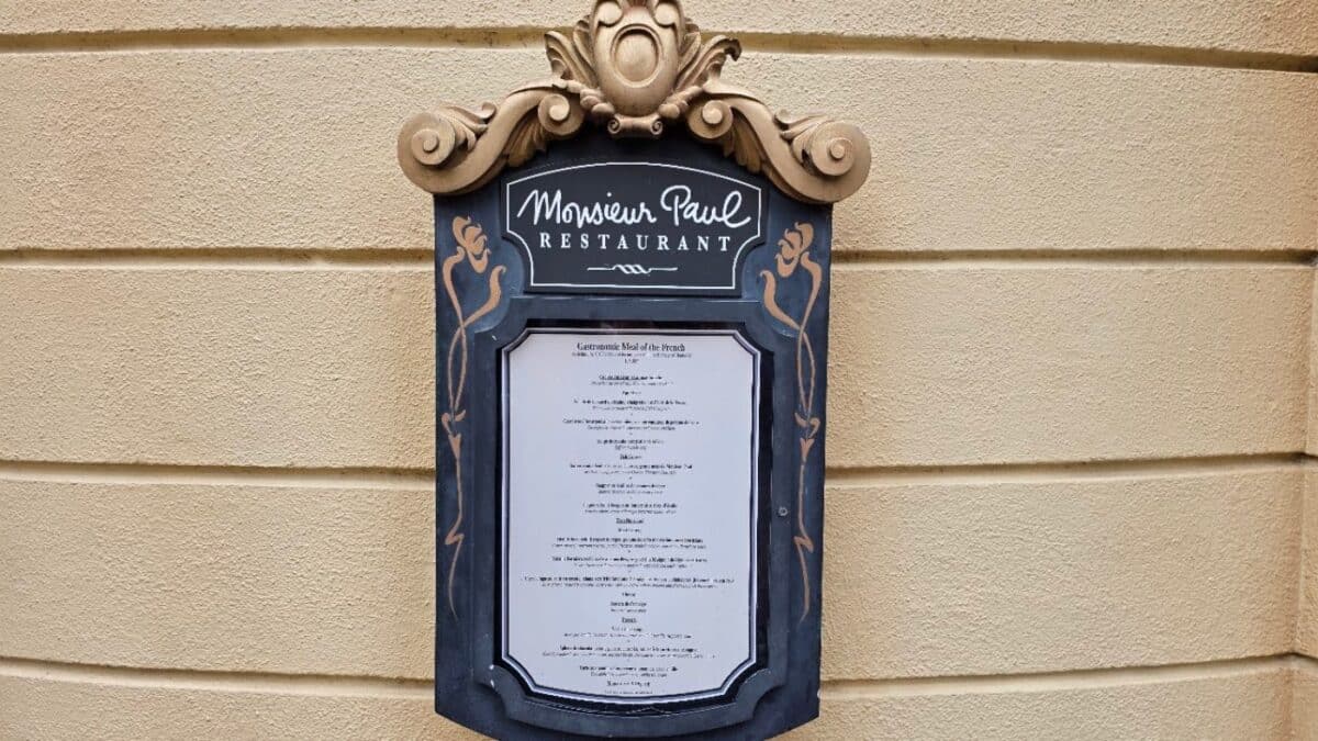 Walt Disney World Epcot Dining Menu Monsieur Paul Lunch  Dinner 2025