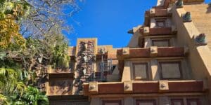 Scaffolding and Supports added to the Mexico Pavilion Pyramid