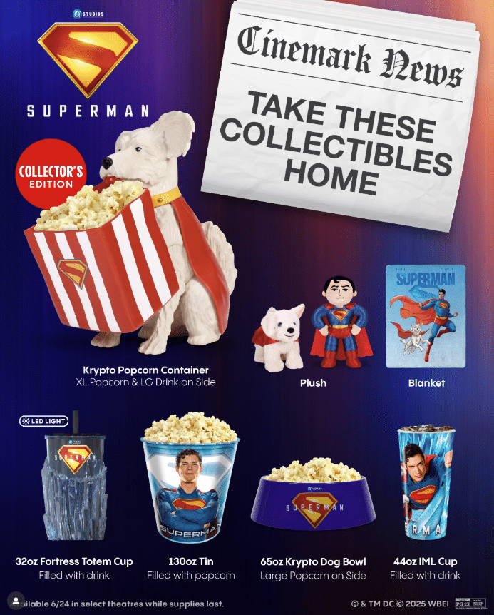 DC Studios Superman Popcorn Buckets Soar into Cinemark