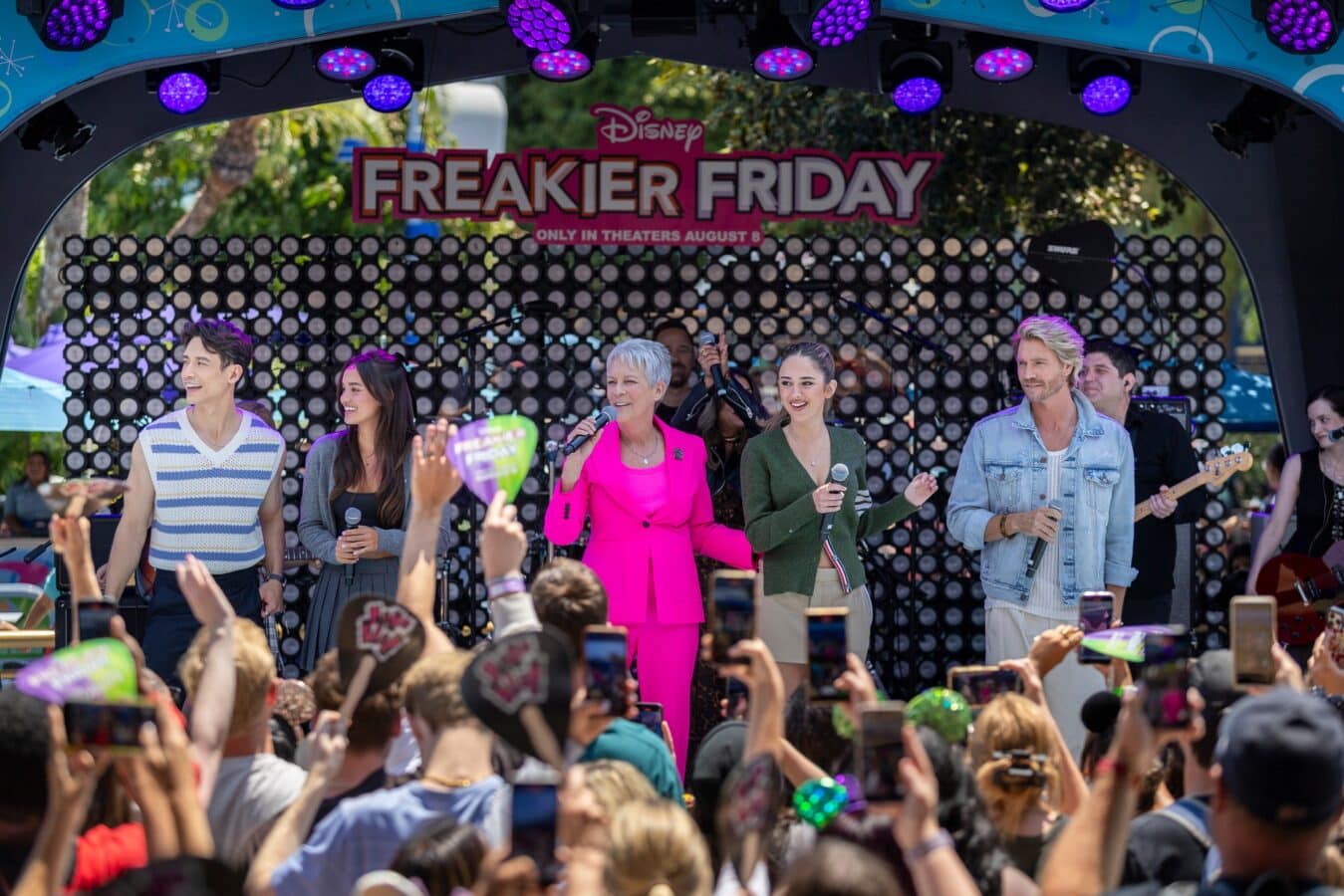 Disney Freakier Friday Pink Slip Surprise Performance at Disneyland with Jamie Lee Curtis