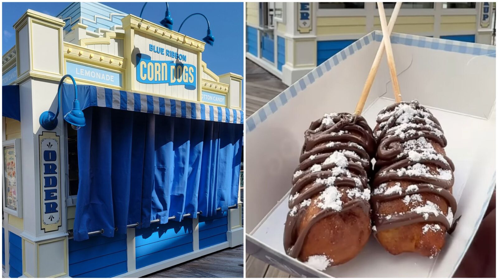 Blue Ribbon Corn Dog Newest Creation Banana Nutella Dog only at Walt Disney World
