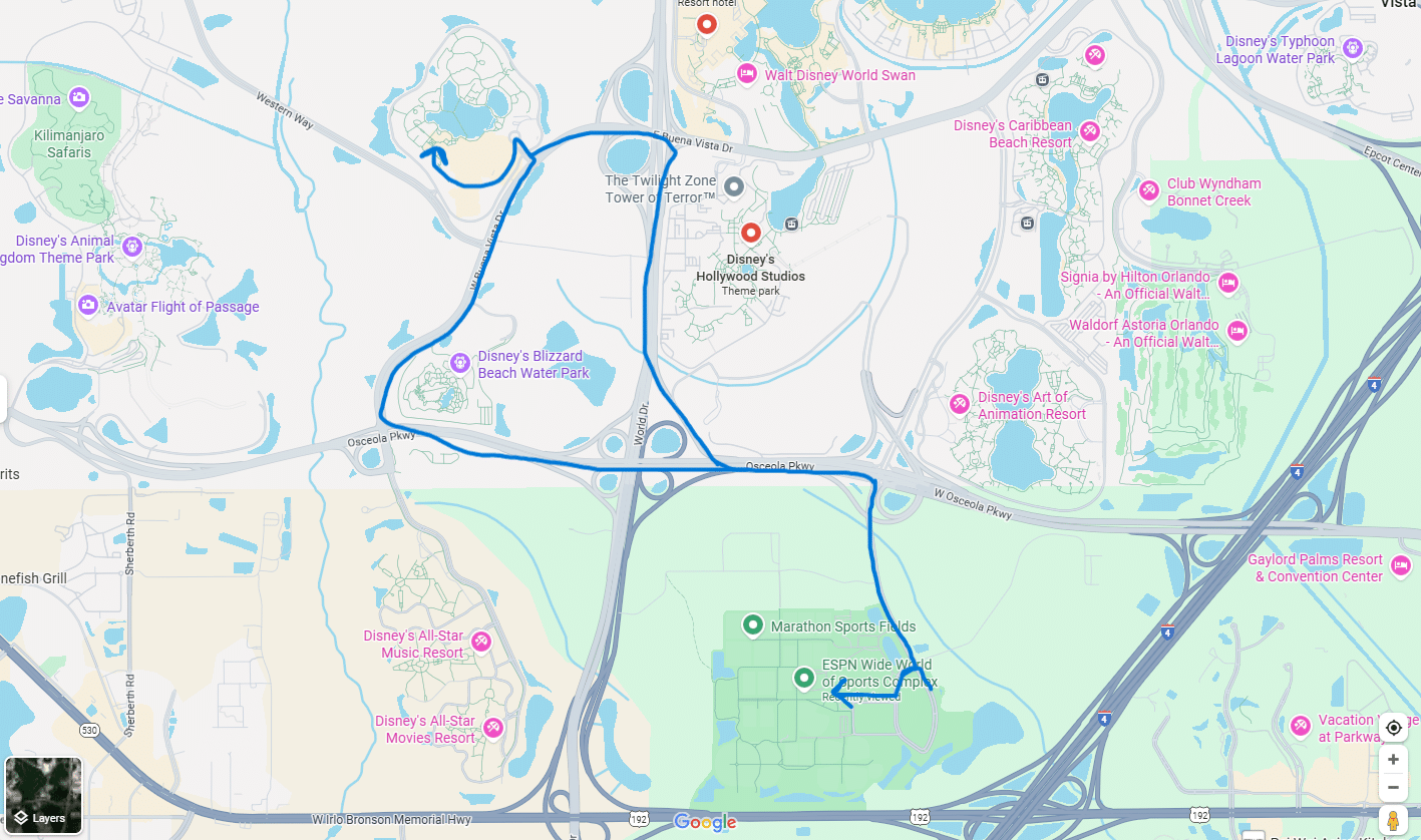 Getting to Destination D23 Parking at WDW
