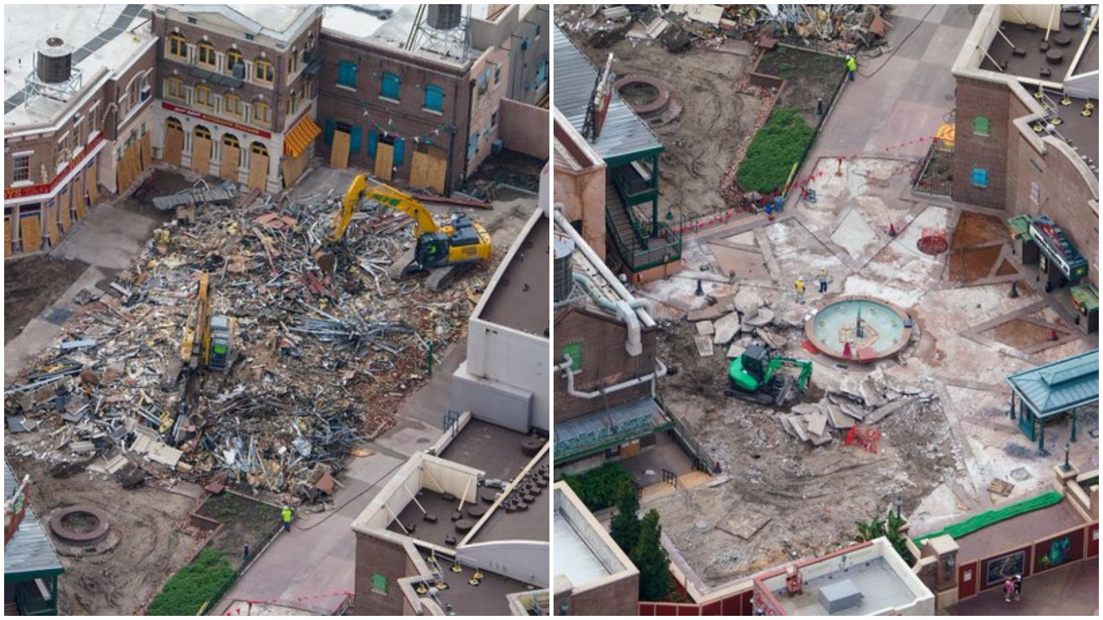 Muppets Courtyard Demolition Begins with the Removal of Stage 1 Store