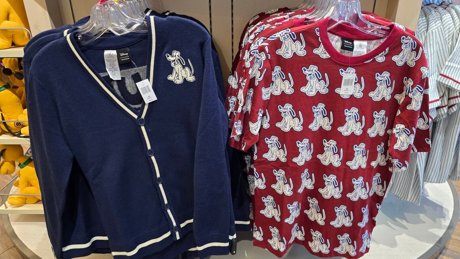 Cardigan Sweater costs 99 and Red Pluto Shirt 99