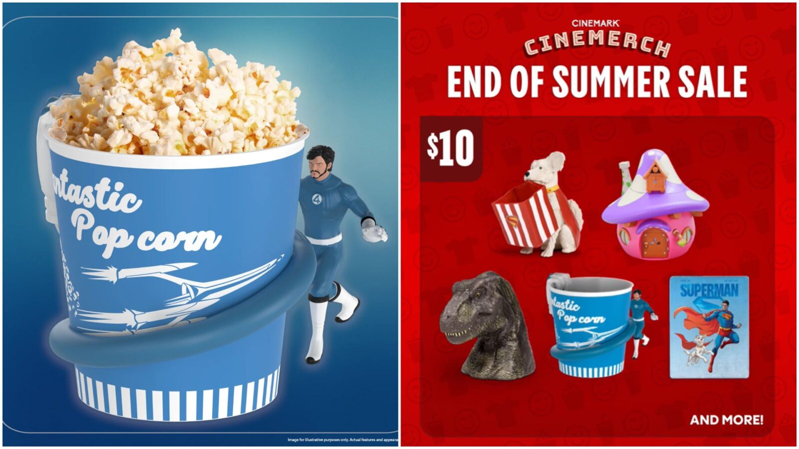 Fantastic Four Superman and More Available during the 'End of Summer' Popcorn Bucket Sale at Cinemark