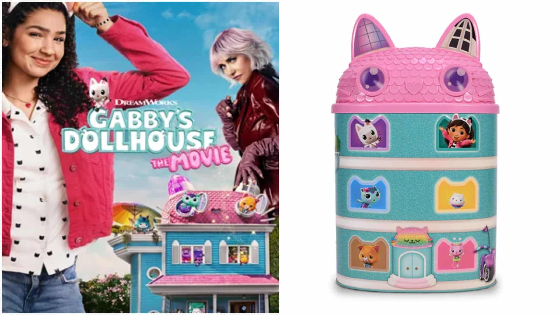 Cinemarks Gabbys Dollhouse The Movie Popcorn Bucket Tin and MerCat Tumbler Now Available Online