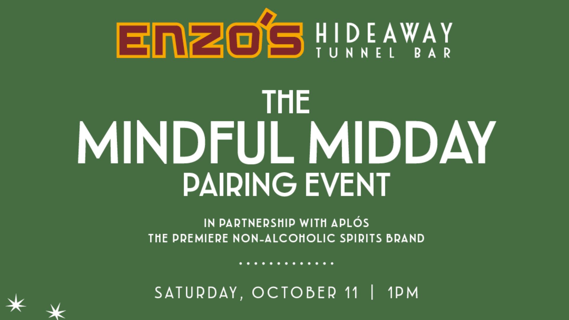 The Mindful Midday Pairing Event at Enzos Hideaway   Tickets On Sale Now