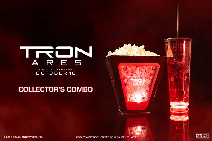 New Tron Ares Popcorn Bucket  Tumbler Combo Coming to Regal Cinemas