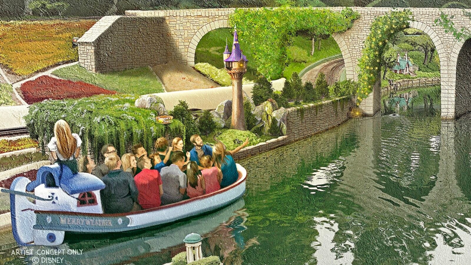 Rapunzel's Tower Arrives at Storybook Land Canal Boats