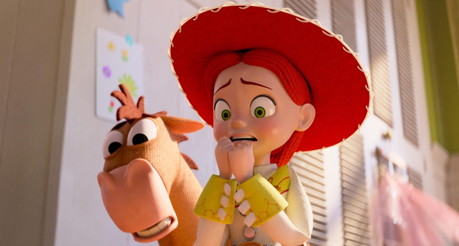 (L-R): Bullseye and Jessie (voiced by Joan Cusack) in Disney and Pixar's TOY STORY 5. Photo courtesy of Disney/Pixar. © 2025 Disney/Pixar. All Rights Reserved.
