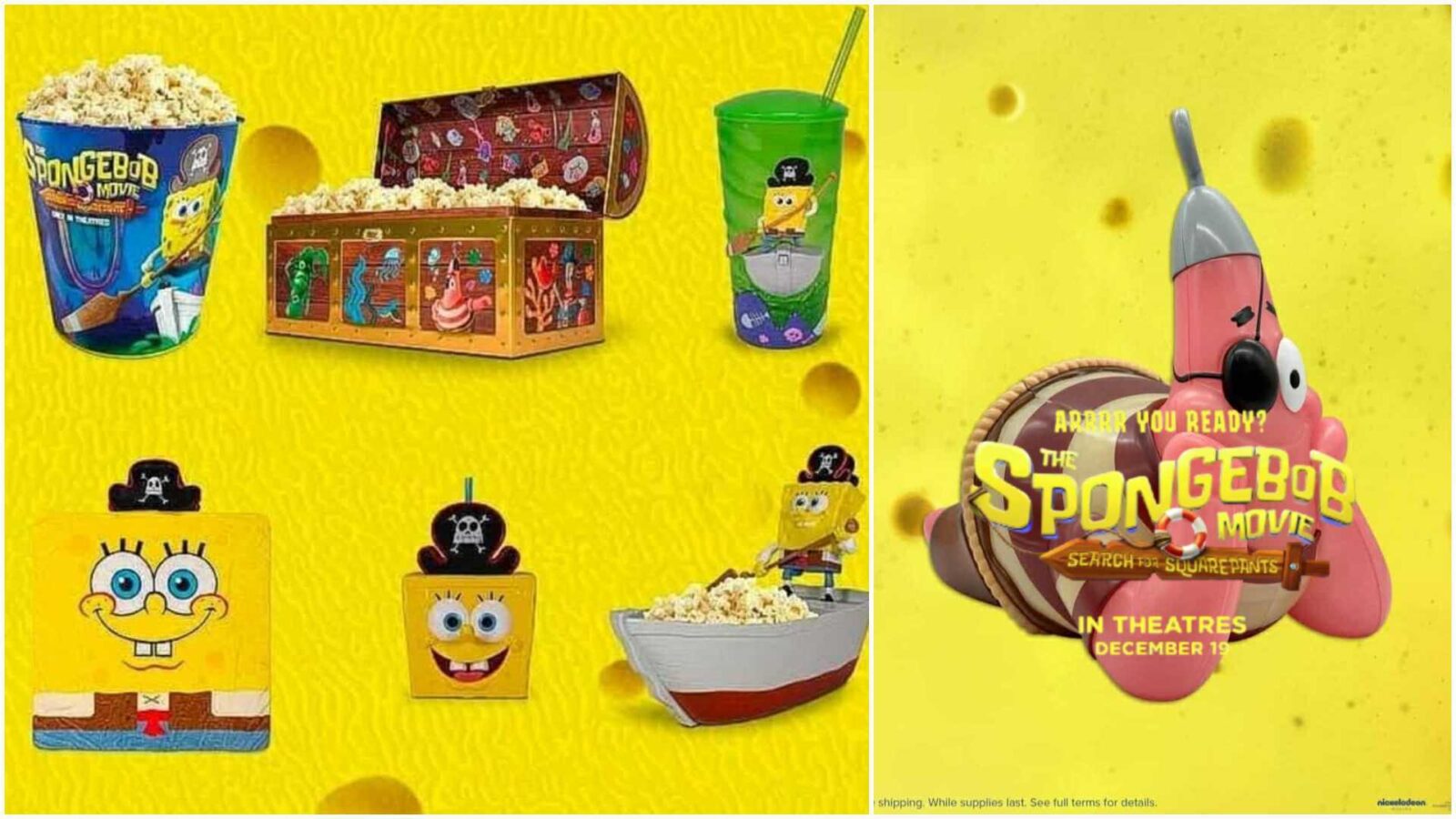 I'M READY! First Look at The SpongeBob Movie: Search for SquarePants Popcorn Buckets and Sippers