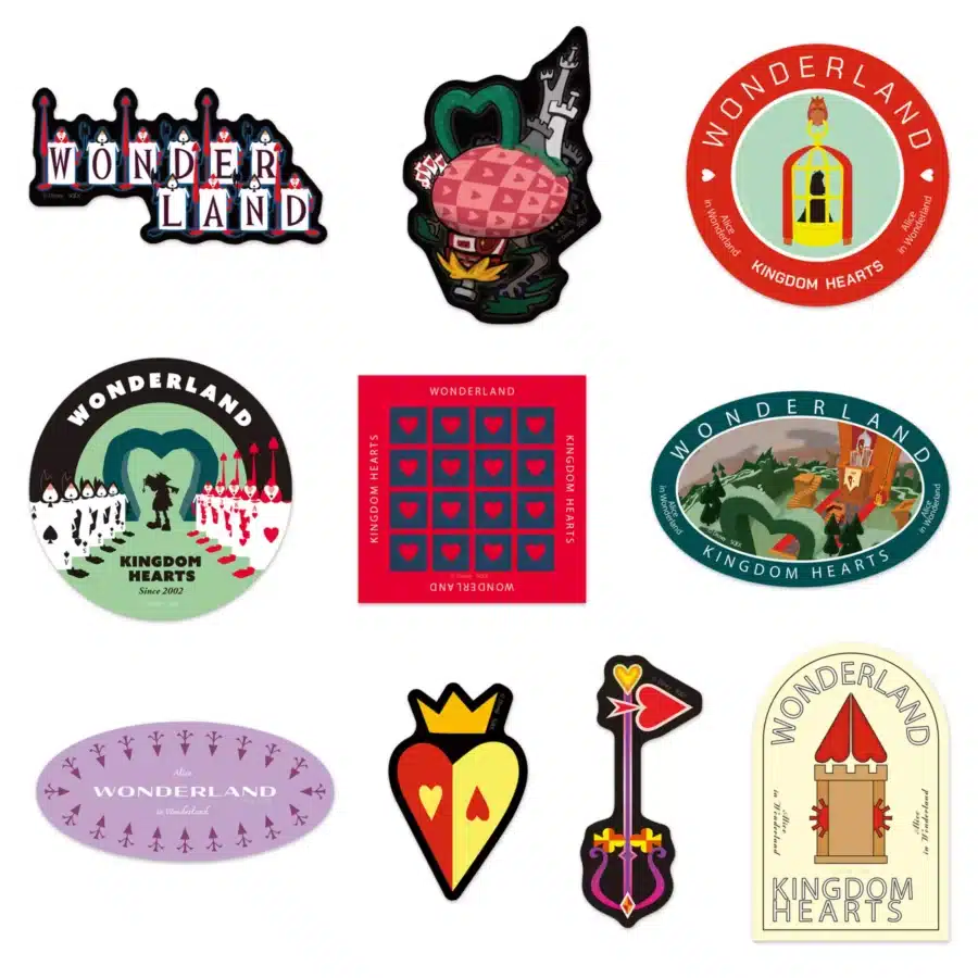 Stickers from Travers Town Wonderland Atlantica and Agrabah are all available for 880 yen
