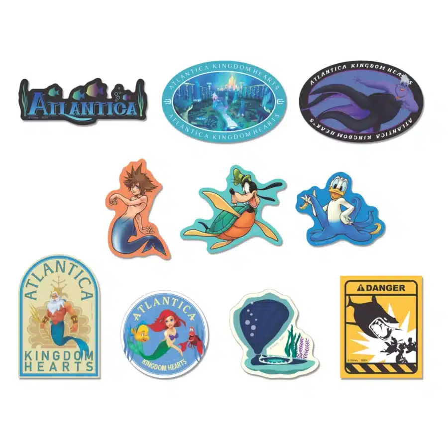 Stickers from Travers Town Wonderland Atlantica and Agrabah are all available for 880 yen