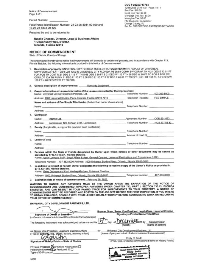 Notice of Commencement 2025