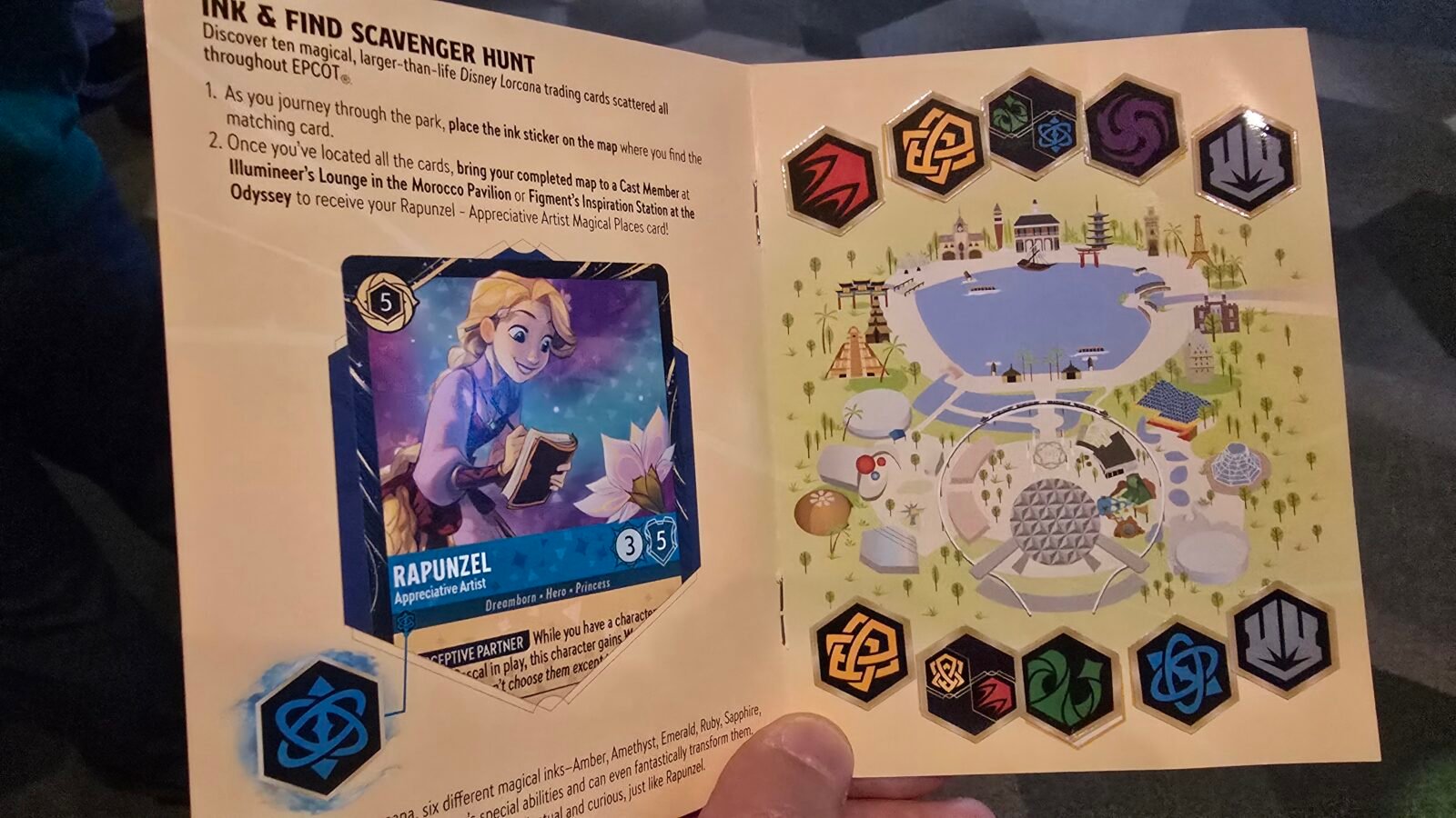 Disney Lorcana Card Epcot Completed Sticker Sheet