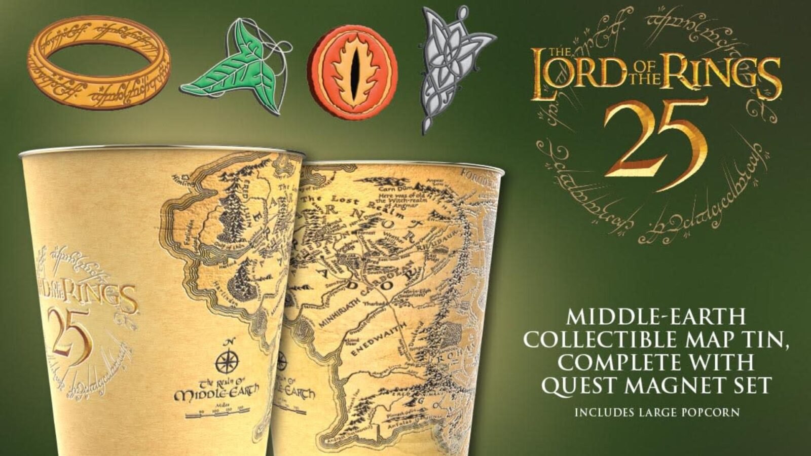 LOTR Middle Earth Map 'One Popcorn Bucket to Rule Them All' at AMC Theatres