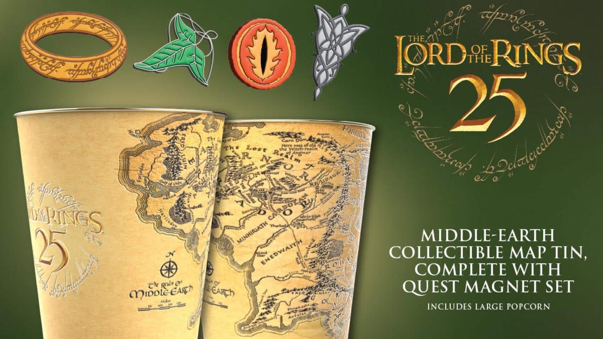 LOTR Middle-Earth Map 'One Popcorn Bucket to Rule Them All' at AMC Theatres