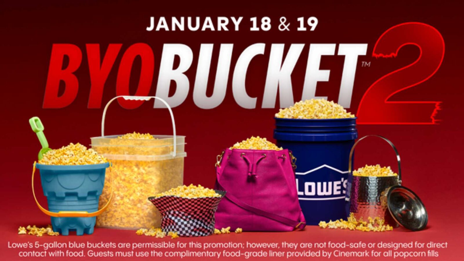How Much Popcorn Can You Eat Cinemark Will Help You Find Out BYOBUCKET 2