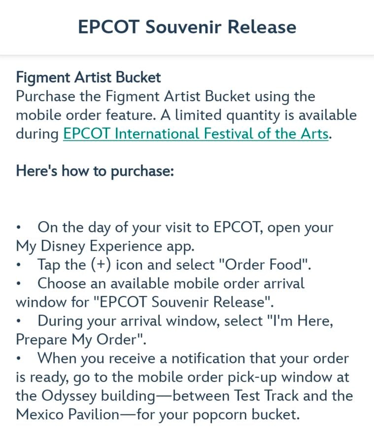 Heading to Epcot's Art Fest? Order Figment Artist Bucket Ahead of Time - Mobile Order Now Open