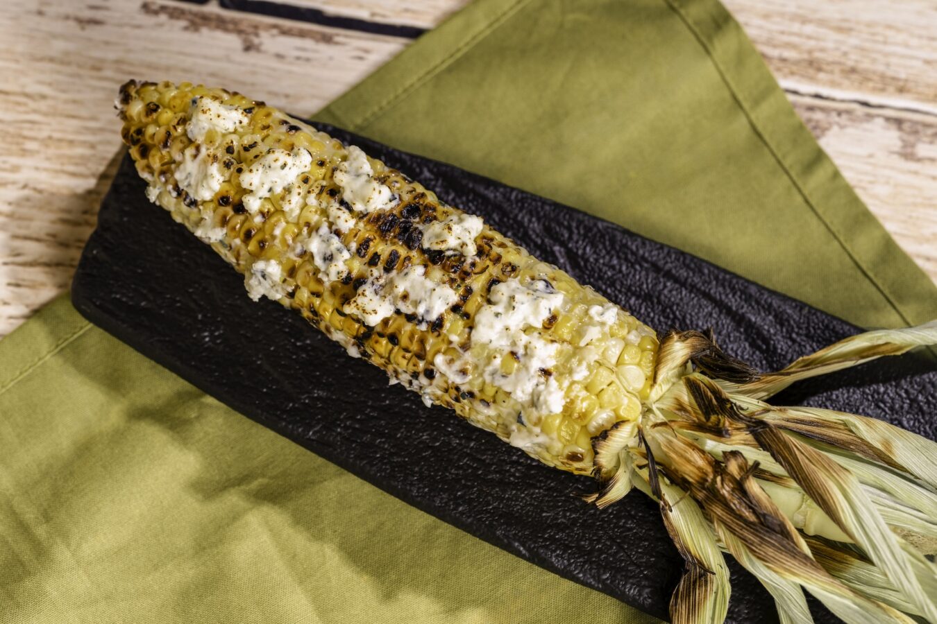 Grilled Street Corn on the Cob with savory garlic spread Beach Grub