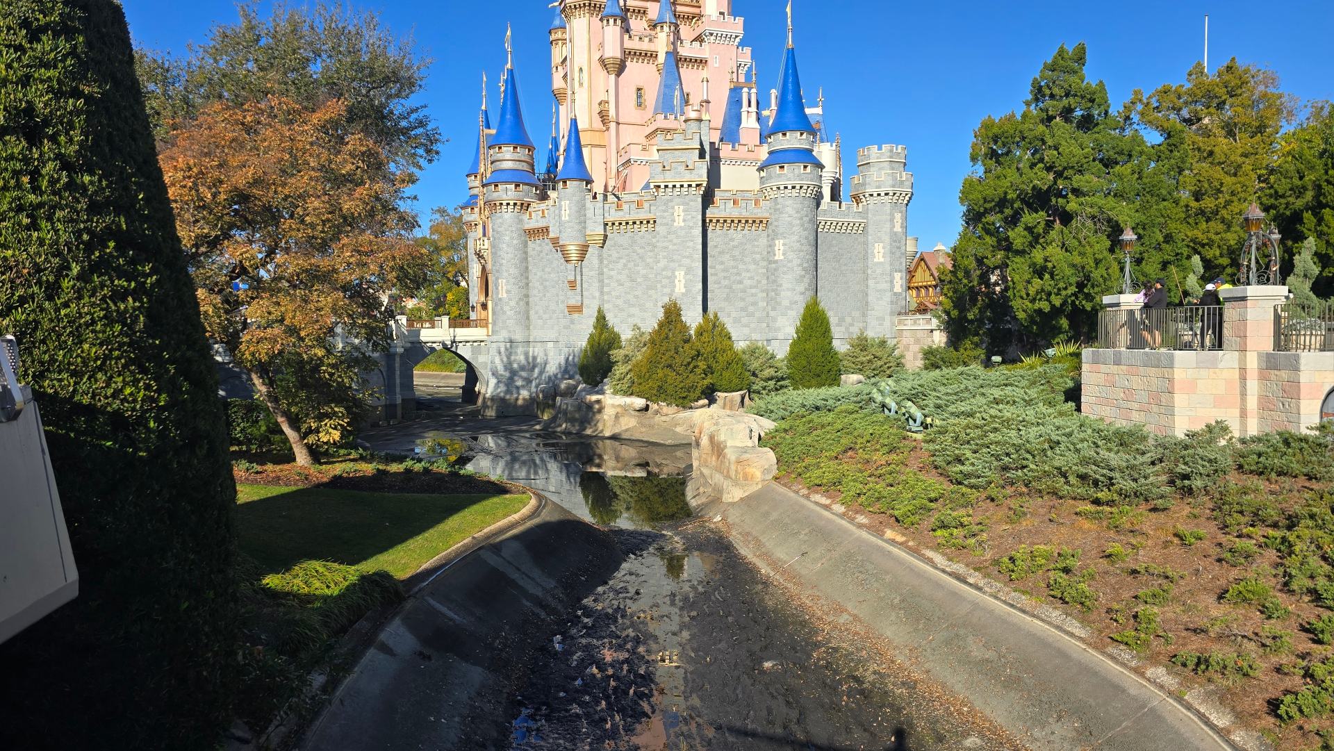 Cinderella's Castle's Moat Drained Repainting Underway