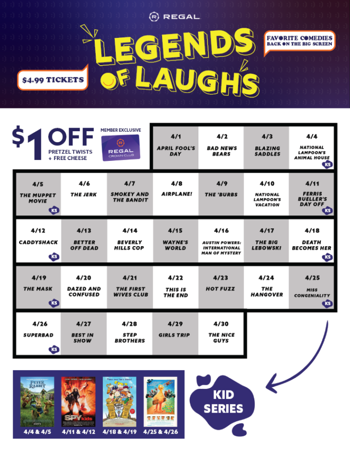 Full Schedule for Regal Legends of Laugh April