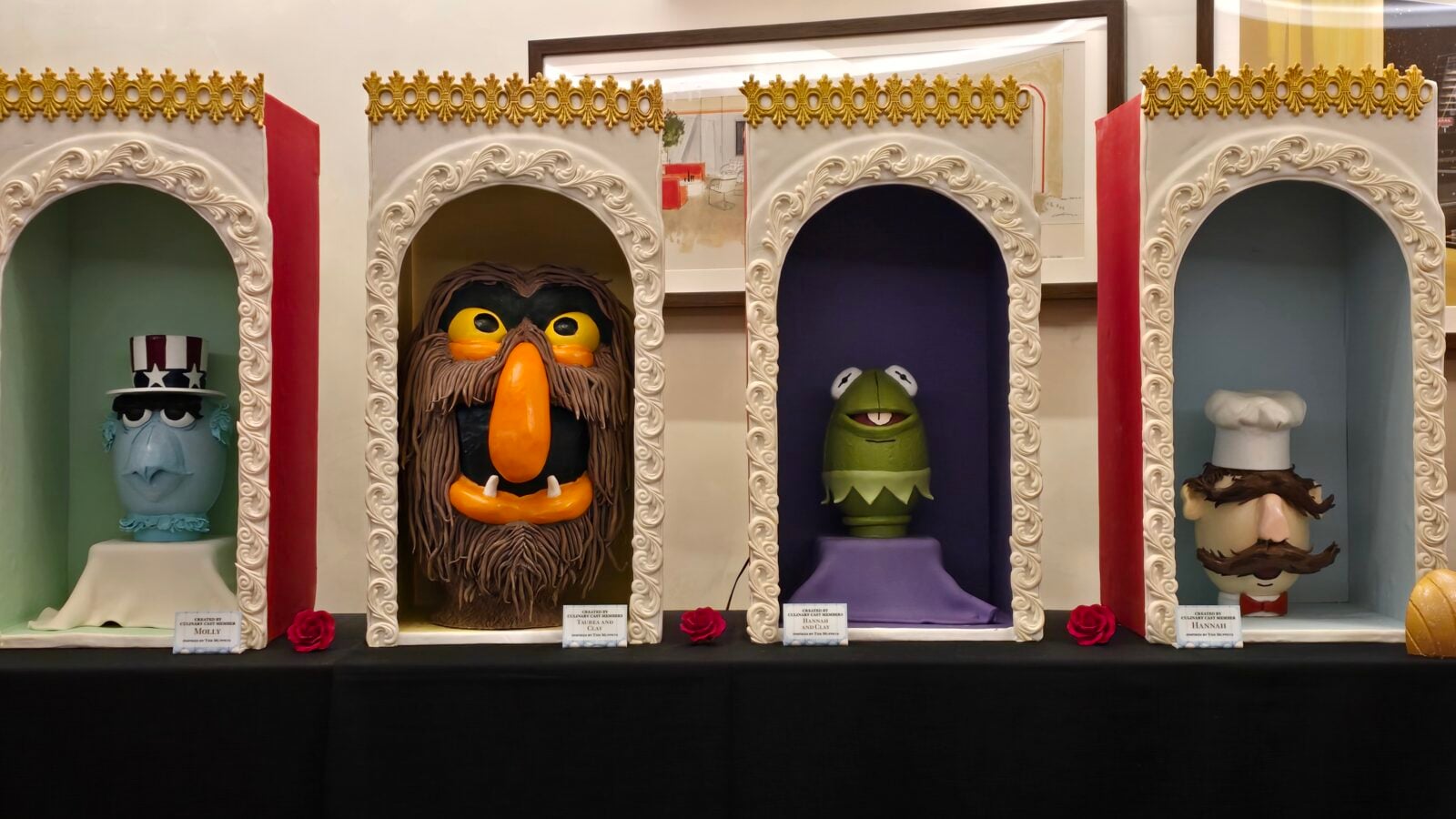 The Muppet Show Easter Egg Display at Disney World Sam The Eagle Sweetums Kermit the Frog Swedish Chef
