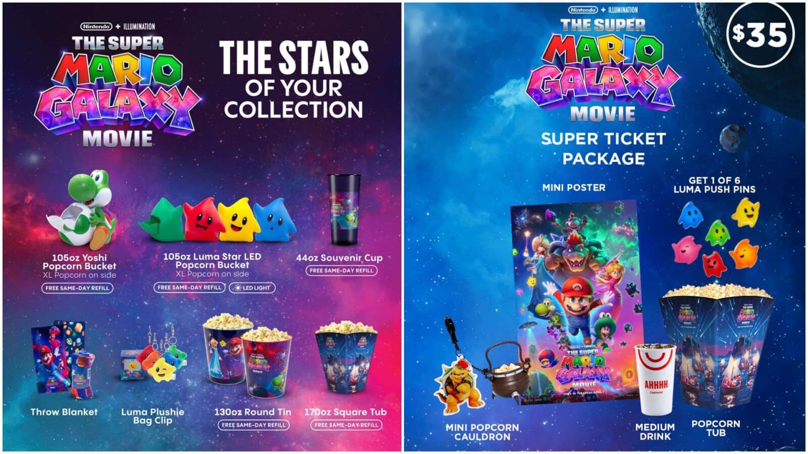 Cinemark The Super Mario Galaxy popcorn Bucket Collection