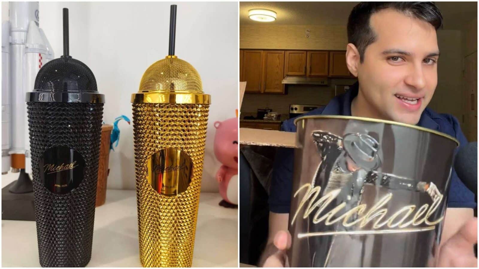 Michael Cups and popcorn bucket