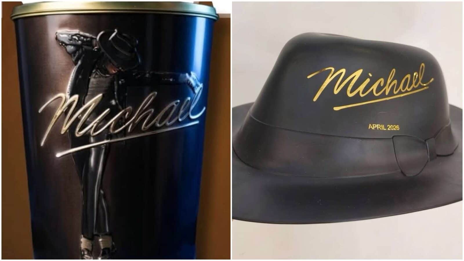 Michael Fedora Popcorn Bucket and Gold Album Tin