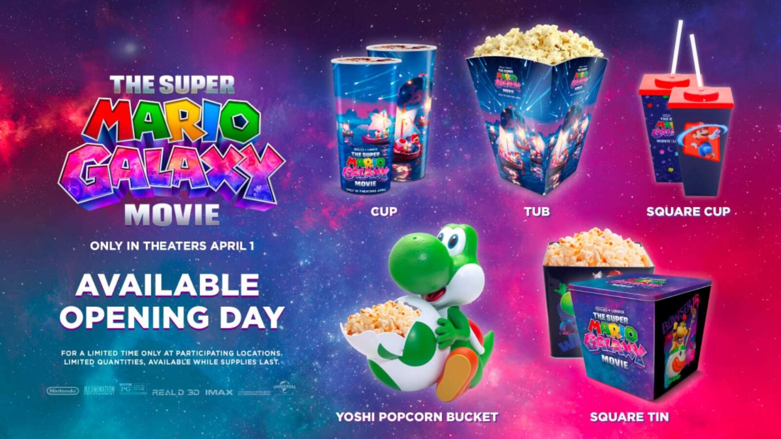Showcase Cinemas Reveals Super Mario Galaxy Movie Popcorn Bucket Lineup for Opening Day