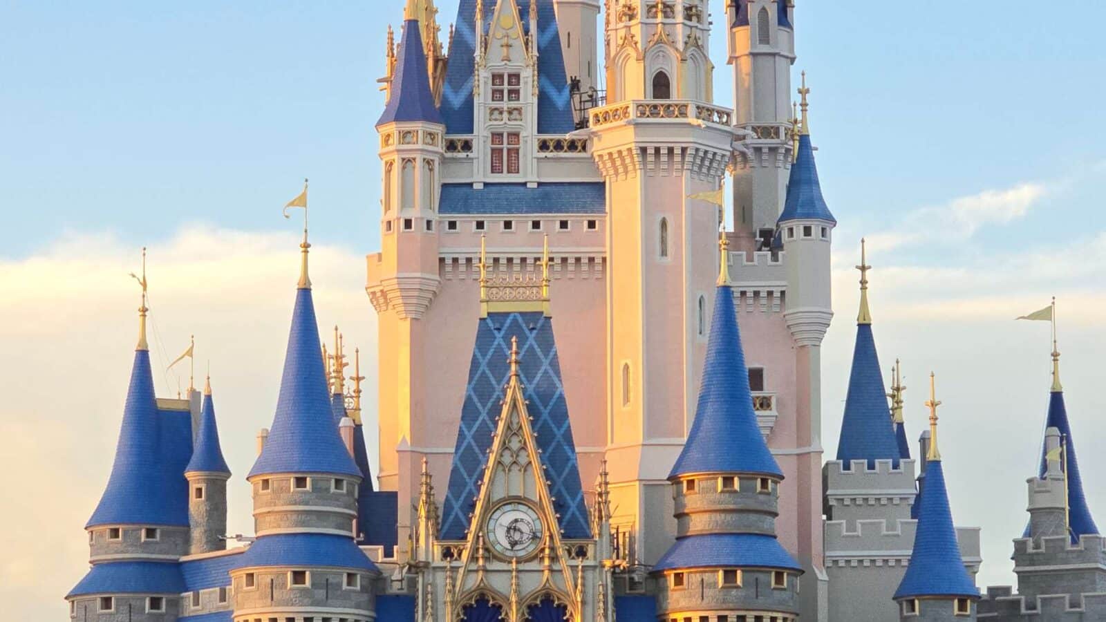 Up close Cinderella Castle Image with Blue Spires