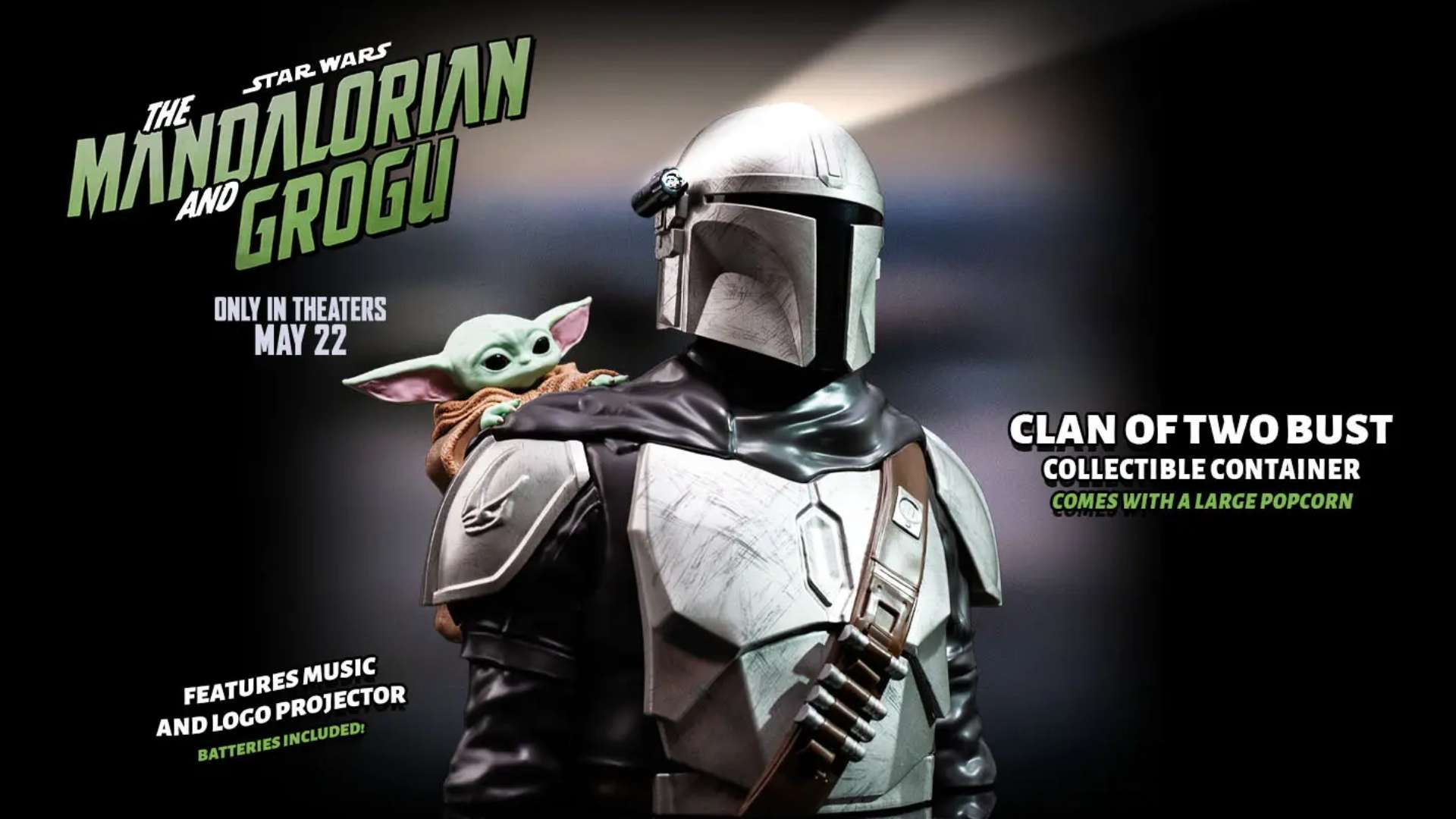 Closer Look: The Clan of Two Bust Popcorn Bucket Is Regal's Most Impressive Mandalorian and Grogu Exclusive