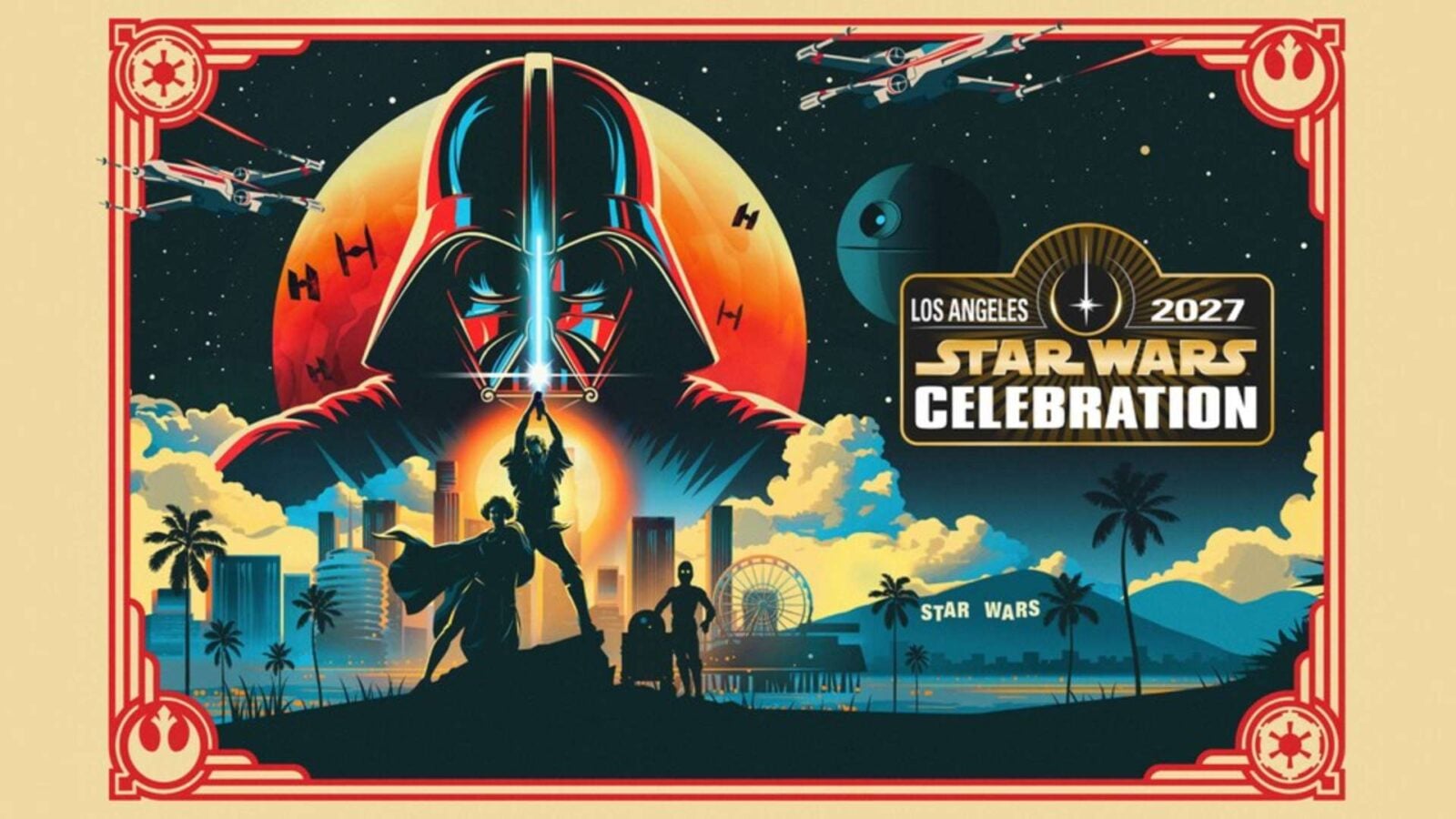 Star Wars Celebration LA 2027 Reveals New Key Art and Ticket Sale Date Fantasy Land News Star Wars Celebration LA 2027 Reveals New Key Art and Ticket Sale Date