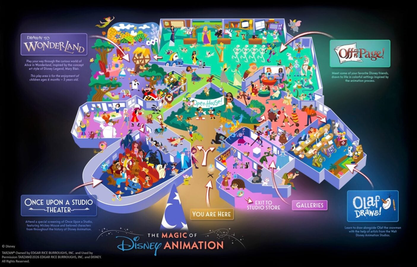 2026WDWAnimationCourtyard21686x1080 1 Fantasy Land News Every Character in the Magic of Disney Animation Map Guide