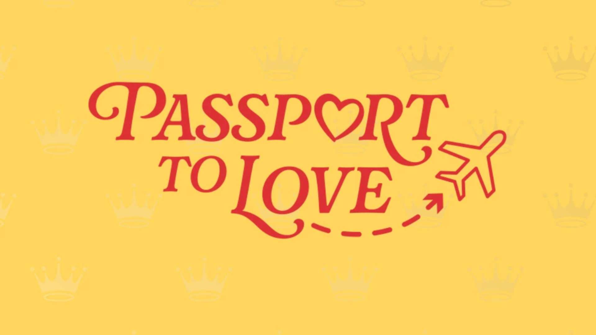 Logo reading 'Passport to Love' with a red airplane on a yellow background.
