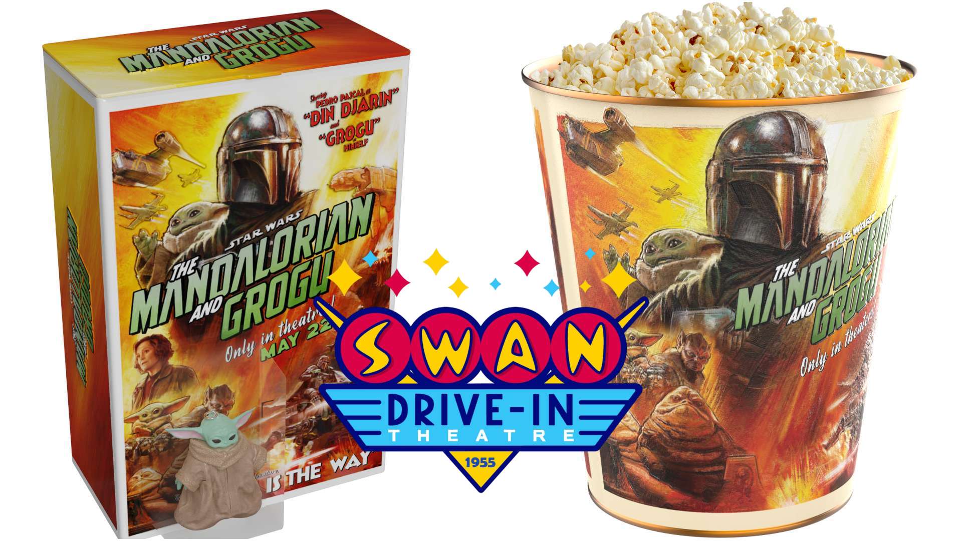 Swan Drive-In Selling Mandalorian and Grogu Popcorn Buckets Online Starting May the Fourth
