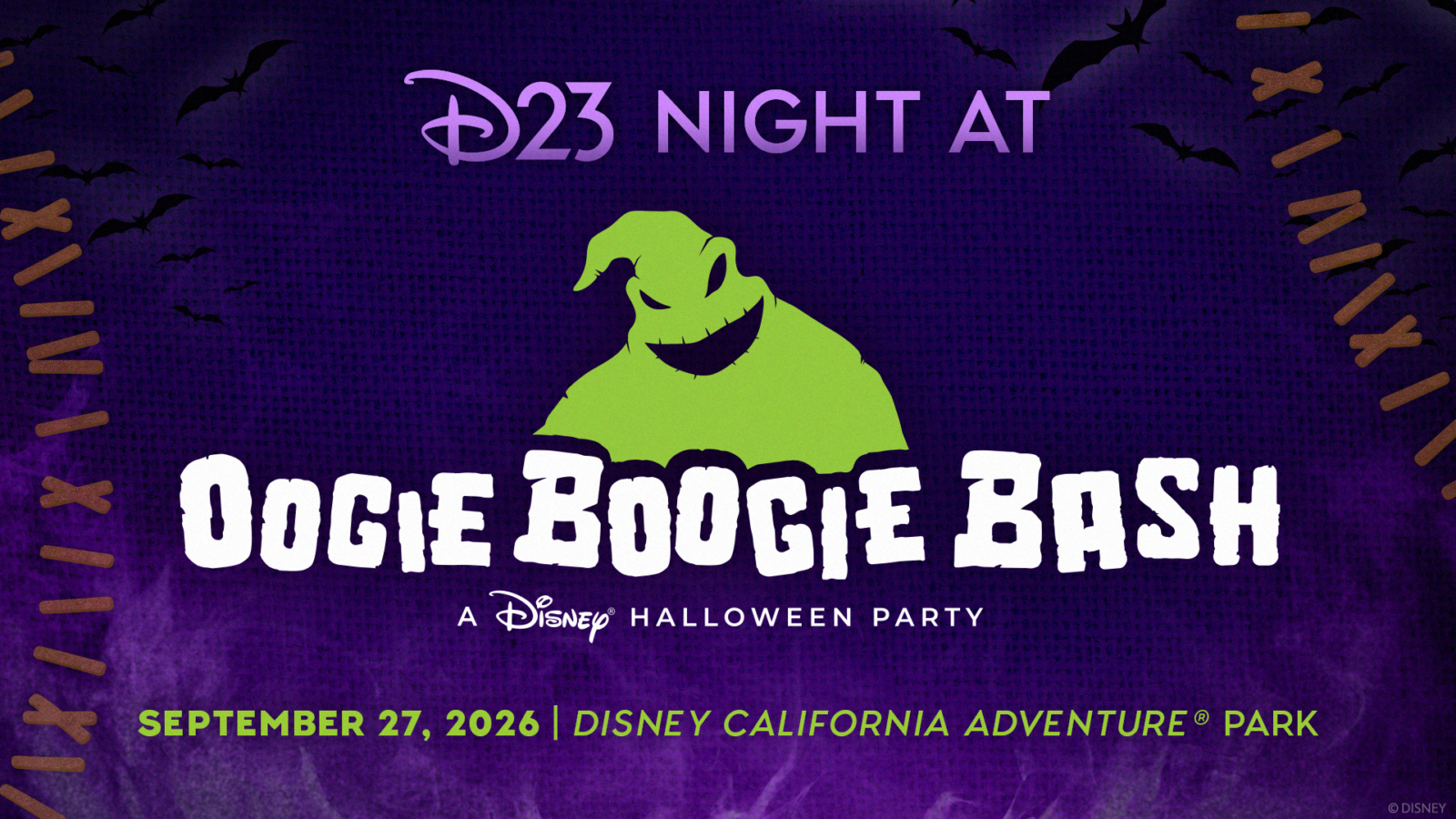 D23 Night at Oogie Boogie Bash 2026 Announced for September 27 at Disney California Adventure Fantasy Land News D23 Night at Oogie Boogie Bash 2026 Announced for September 27 at Disney California Adventure