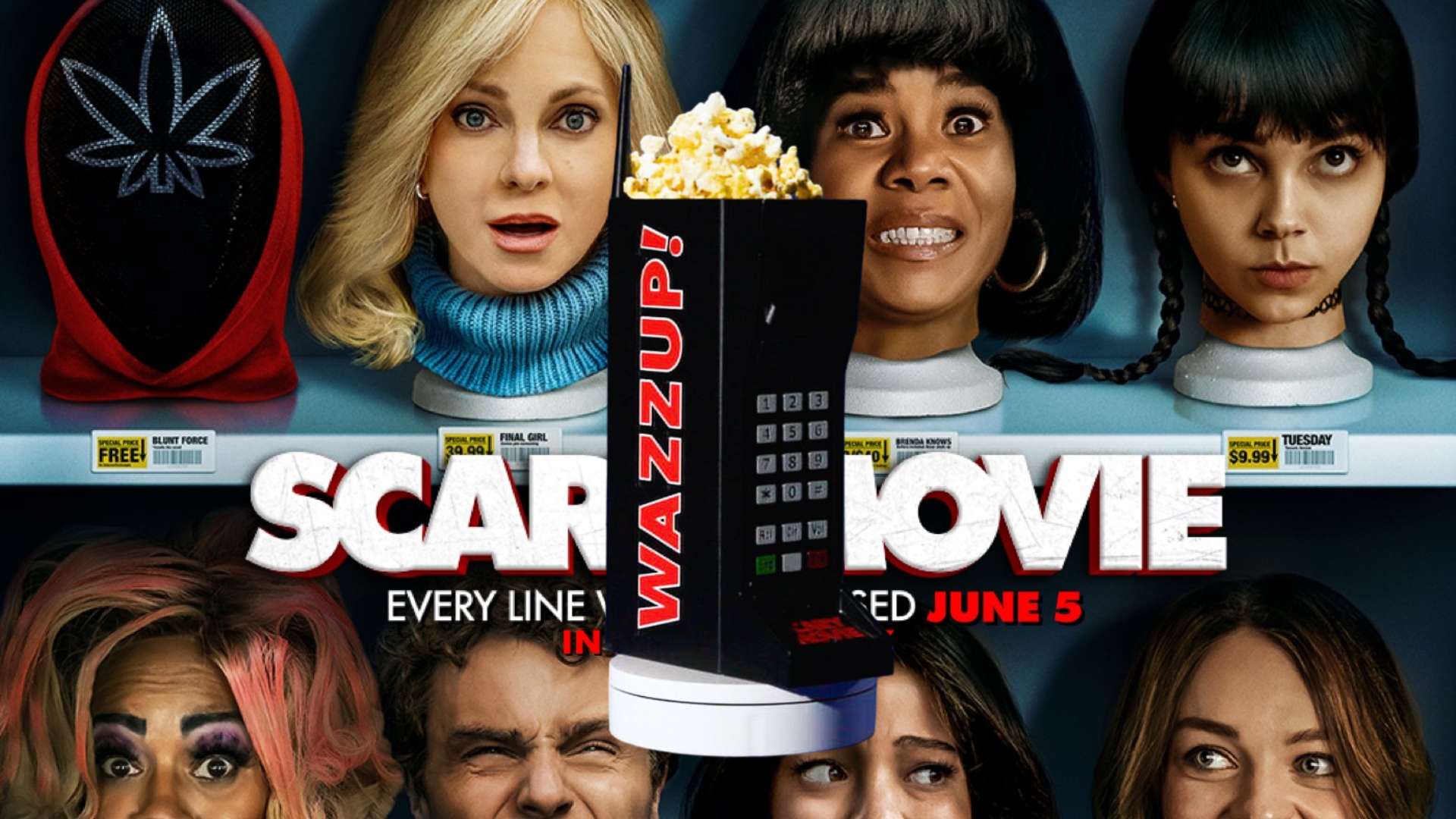 Scary Movie Reveals Second Popcorn Bucket: A Glow-in-the-Dark WAZZUP Phone for $67.69