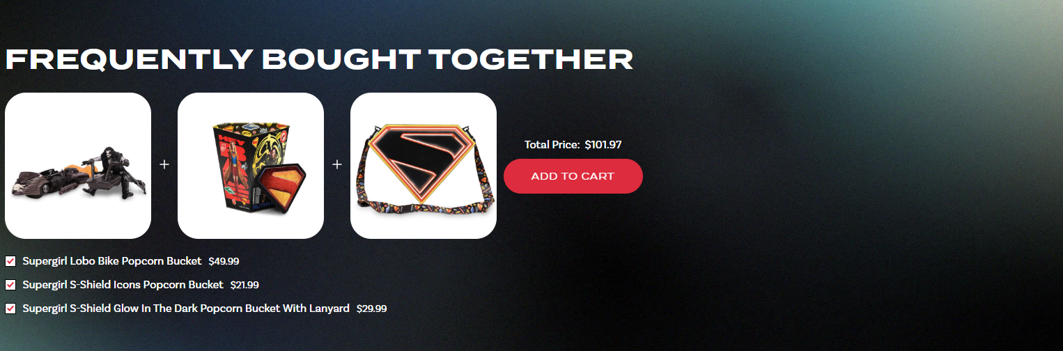 Frequently bought together a three item bundle with an Add to Cart button and total 197 on a dark gradient background
