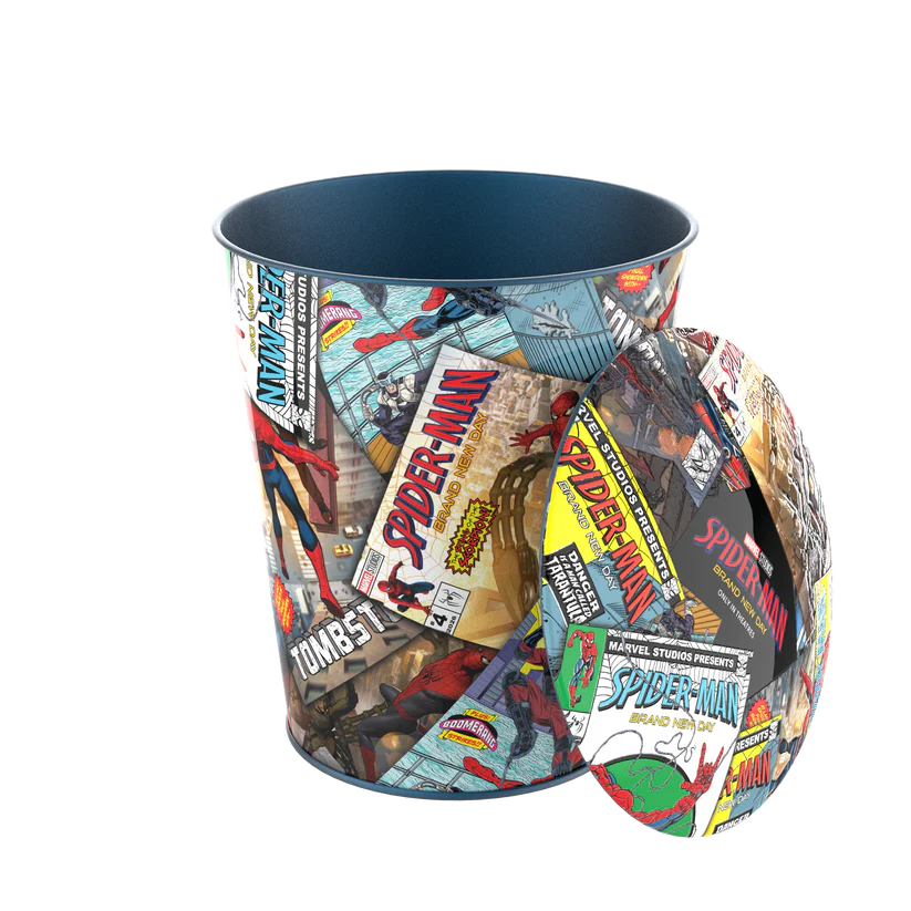 TINTUB130ozCOMICHOMAGE2HRDR Fantasy Land News Spider Man Brand New Day Comic Tin with Lid