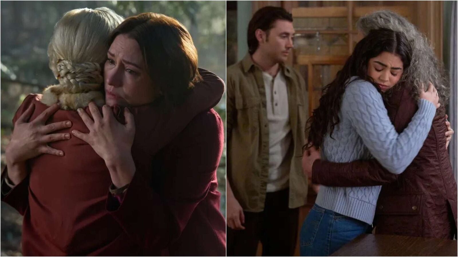 The Way Home Series Finale Ending Explained What Was Resolved and What Remains Unanswered 2 Fantasy Land News Two women share a heartfelt hug offering comfort outdoors One wears a red coat the other has dark hair