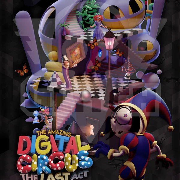 TheatreExclusiveTADCLastACTPosterJax09c86b18889d451390cb5888281fa857 Fantasy Land News Promotional poster for The Amazing Digital Circus The Last Act showing colorful characters in a surreal spiraling circus interior