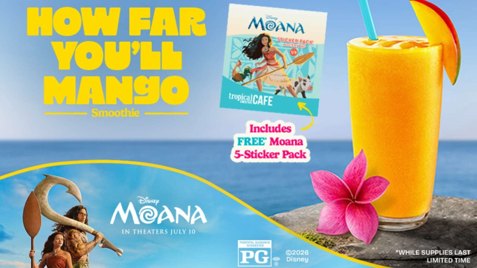 Tropical Smoothie Moana Fantasy Land News Tropical Smoothie Cafe Launches How Far You'll Mango Smoothie for Disney's Live-Action Moana