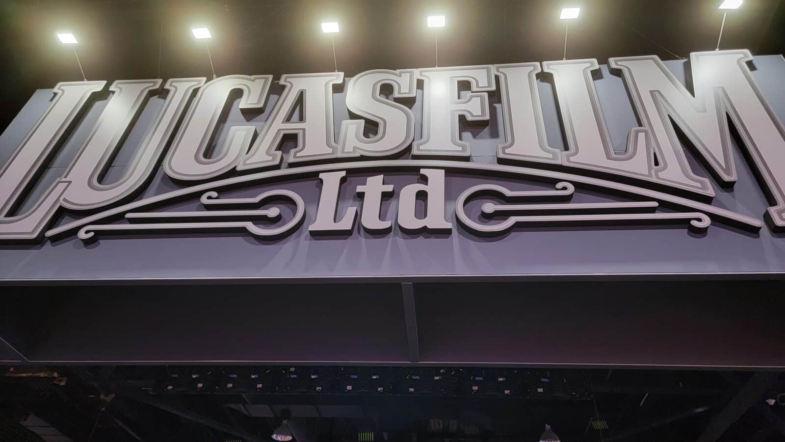 Large decorative sign displaying the brand name LASELIN Ltd in bold silver letters on a purple backdrop